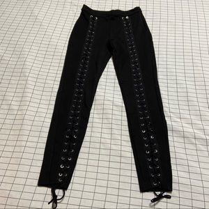 Fashion Nova Black Lace-Up Skinny Pants